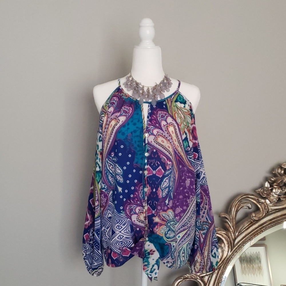 Chico's Long sleeve Cold Shoulder Blouse
